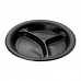 Тарелка пластиковая 258x30 мм, 3 секции, черная, ПЭТ