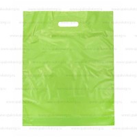 Пакет зелёный с вырубными ручками ПВД