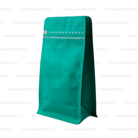 Пакет восьмишовный зеленый с плоским дном замок зип-лок