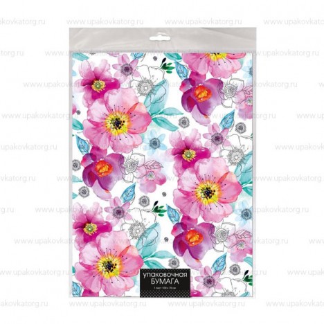 Упаковочная бумага Цветы 70x100 см для подарков