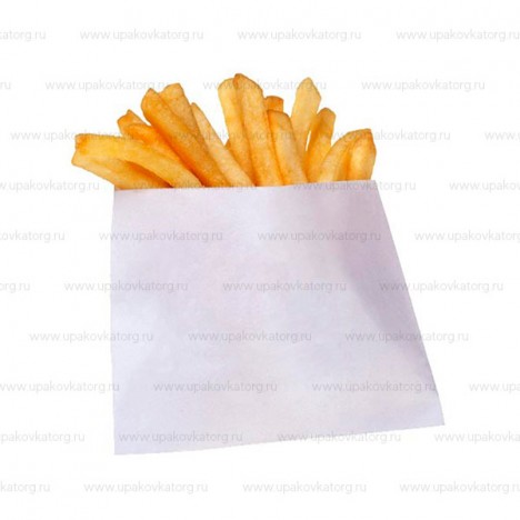 Крафт пакет с V-образным дном без складки для картофеля Фри 115x100 мм 40 г/м2 белый 