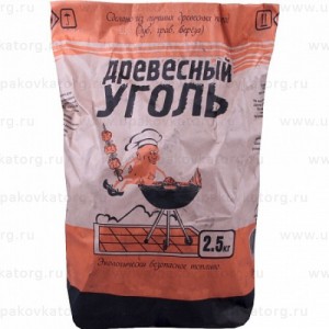 Мешки для угля из крафт бумаги 57x24x12 см, 2-сл, «Уголь 2,5кг»