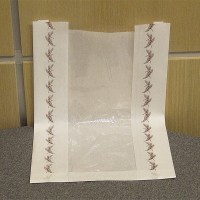 Пакет бумажный 31,5х25 см с боковыми складками и ПЭ окном, белый «Колоски»