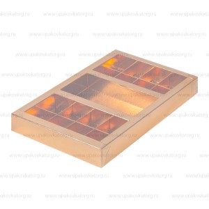 Коробка для 16 конфет и плитки шоколада с крышкой 300х195х30 мм