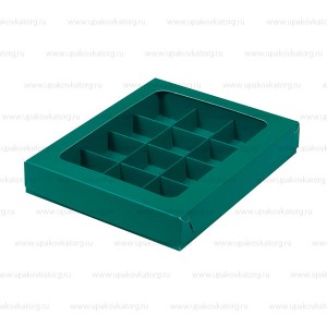 Коробка для 12 конфет с вклеенным окном 190х150х30 мм