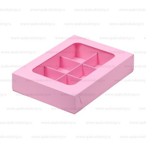 Коробка для 6 конфет с вклеенным окном 155x115x30 мм