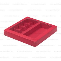 Коробка для 8 конфет и плитки шоколада с вклеенным окном 200x200x30 мм