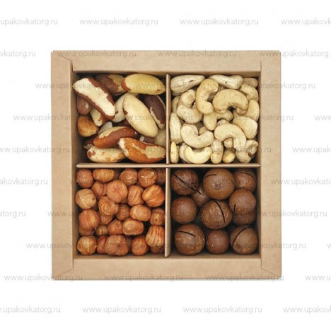 Коробка 4 отделения для орехов картонная