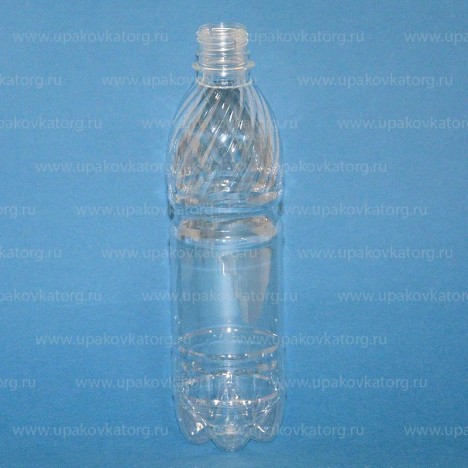 Бутылка 0,5 л, прозрачная, ПЭТ, с крышкой