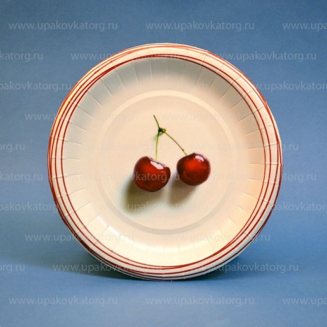 Одноразовая тарелка «вишня» d-210, картон