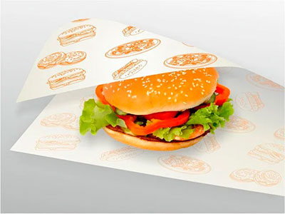 Гамбургер в обертке Foodкорт из жиростойкой бумаги