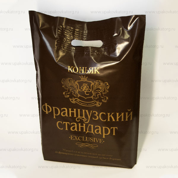 Пакет коричневый с вырубными ручками ПВД купить оптом Москва