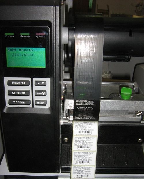 Печать этикеток на термотрансферном принтере с ленты риббон