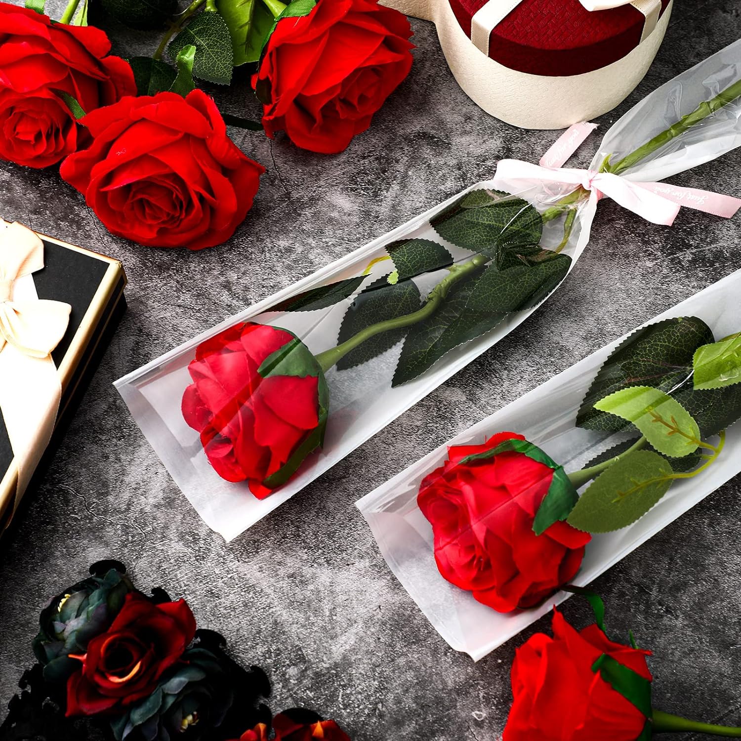 Розы в пакетах конусных для 1 розы прозрачные 9х21х80 см