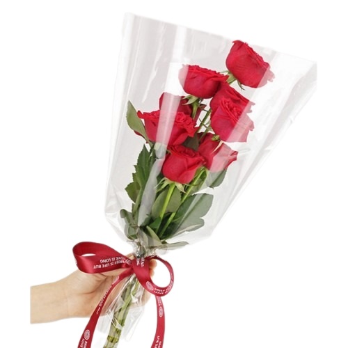 Розы в пакете конусном для цветов прозрачном 6х29х60 см
