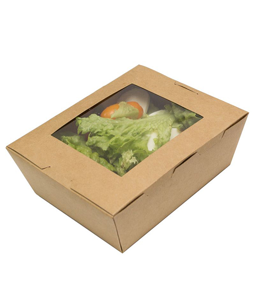 Картонный контейнер для салатов с окном