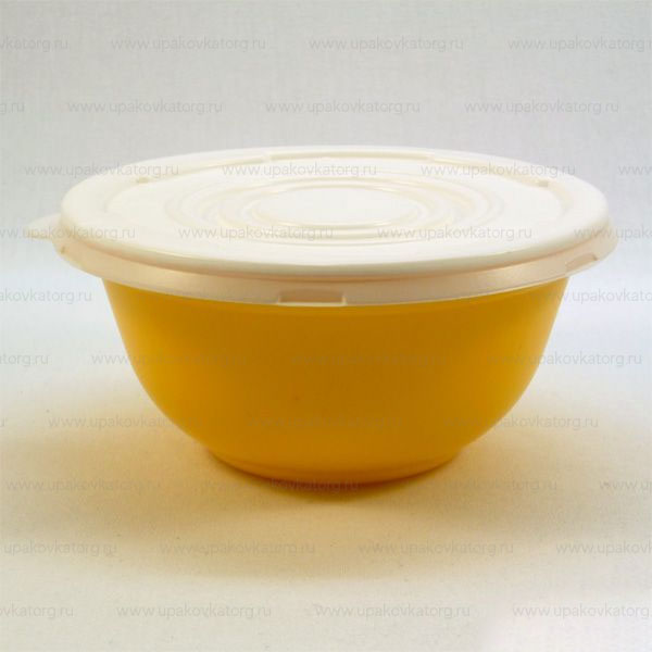 Одноразовый контейнер для супа круглый с крышкой объем 370 - 500 мл