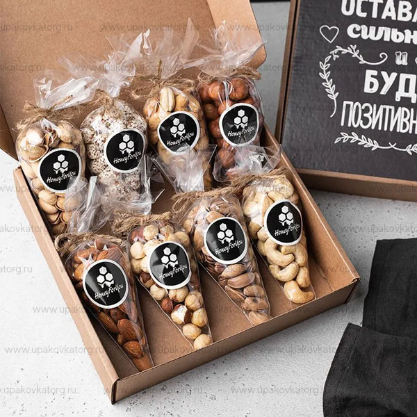 Конусный пакет для орехов из прозрачной пленки купить оптом Москва
