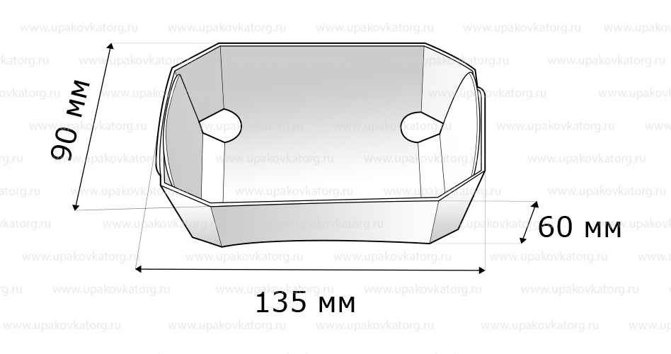 Схематичное изображение товара - Коробочка 135x90x60 мм из натурального березового шпона