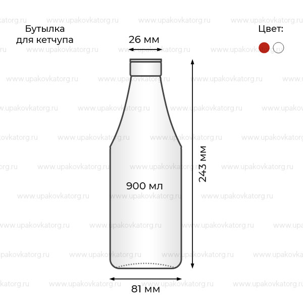 Схематичное изображение товара - Бутылка для кетчупа 900 мл, 243x81x81 мм, ПЭ
