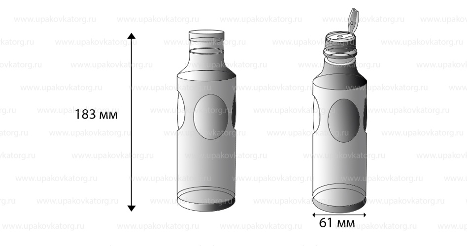 Схематичное изображение товара - Бутылка для кетчупа 350 мл, 183x61x61 мм, ПЭ