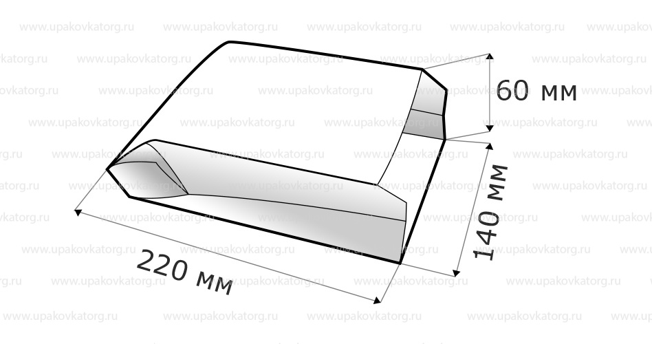 Схематичное изображение товара - Пакет для попкорна 220х140х60 мм