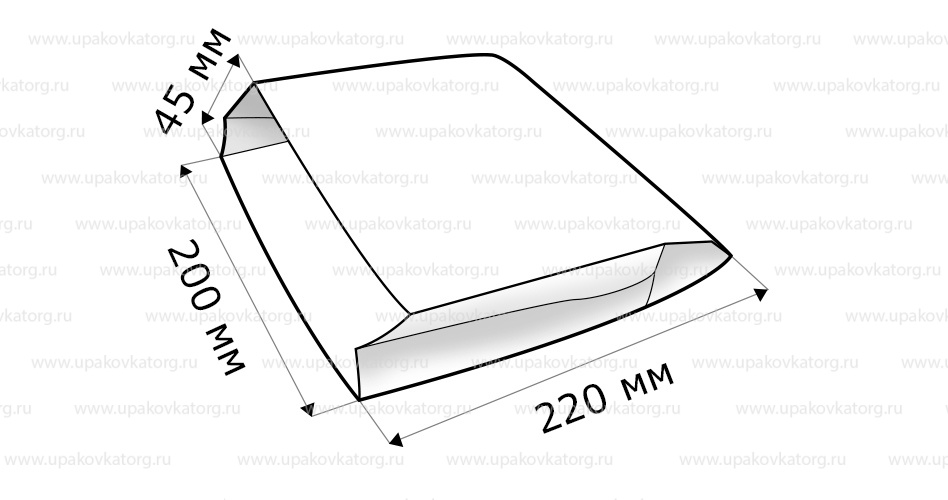 Схематичное изображение товара - Фольгированный пакет для гриля 220х200х45 мм