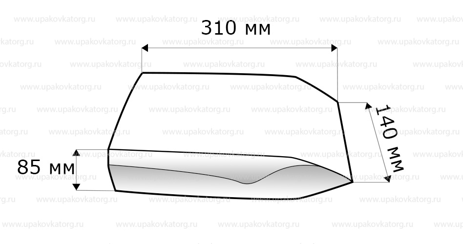 Схематичное изображение товара - Фольгированный пакет для гриля 310х140х85 мм