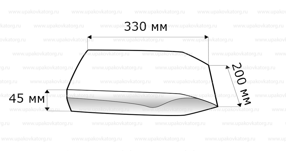 Схематичное изображение товара - Фольгированный пакет для гриля 330х200х45 мм
