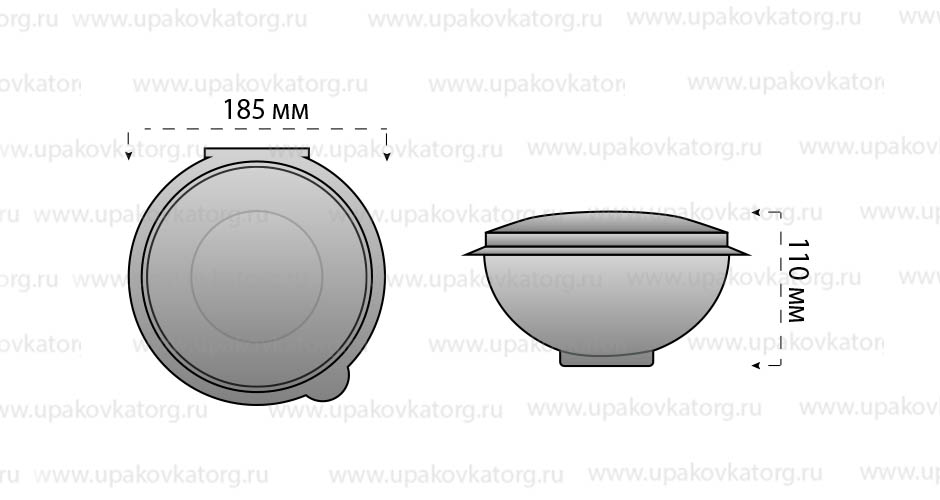 Схематичное изображение товара - Контейнер для пельменей, 185х110 мм, ПЭТ