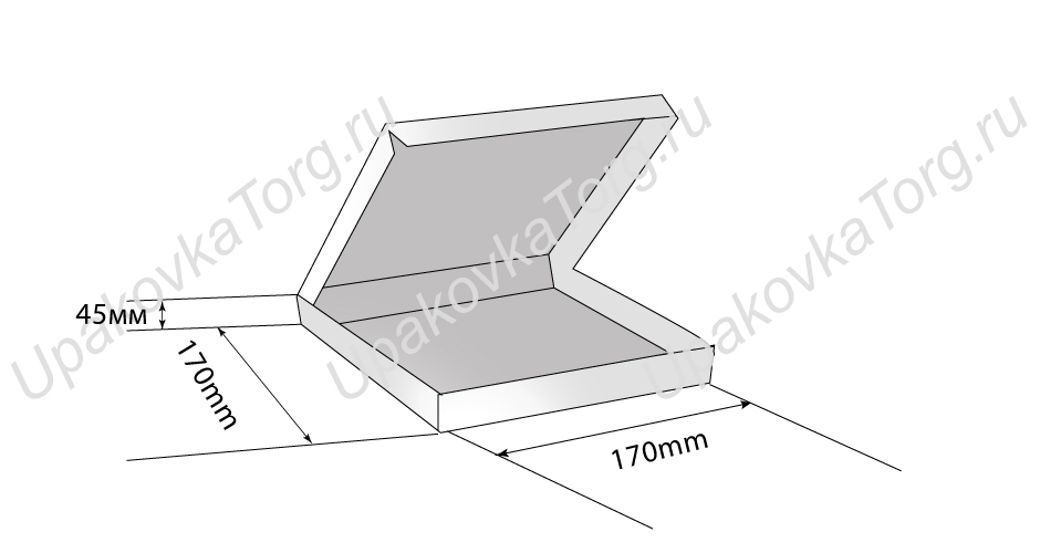 Схематичное изображение товара - Коробка для пиццы 170х170х45 мм