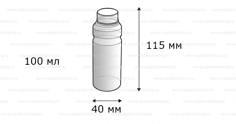 Схематичное изображение товара - Флакон для перекиси водорода 100 мл, ПВД