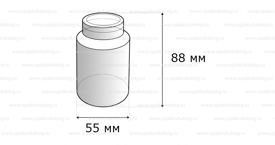 Схематичное изображение товара - Полимерная банка 150, 200 мл для витаминов, ПВД