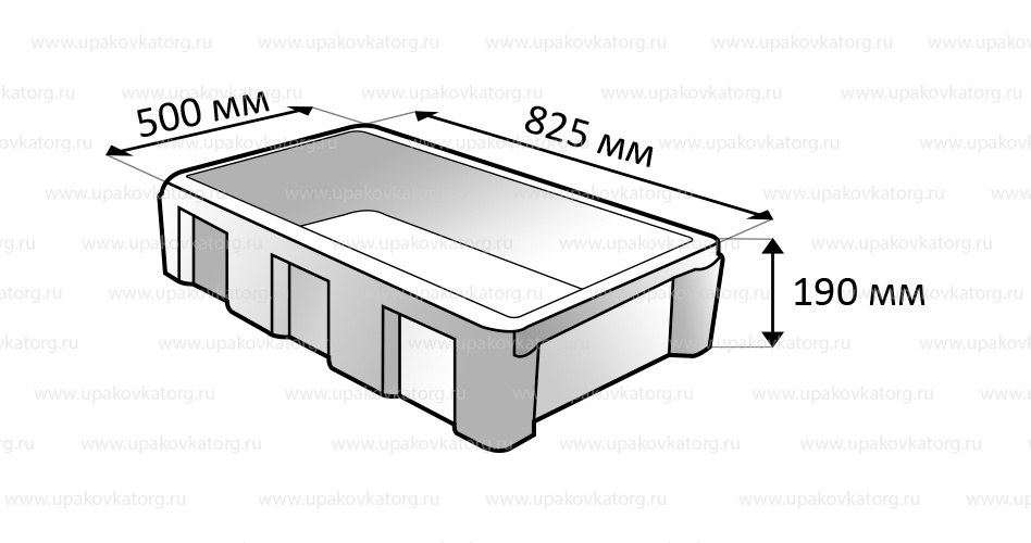 Схематичное изображение товара - Пластиковый ящик 60л, дно и стенки сплошные