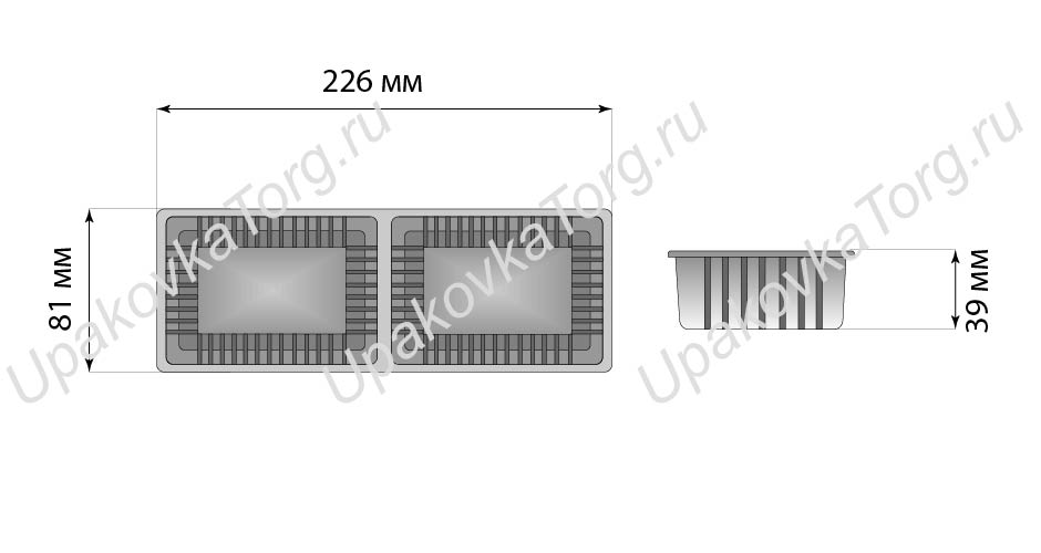 Схематичное изображение товара - Коррекс 226x81x39 мм, 2 секции, ОПС
