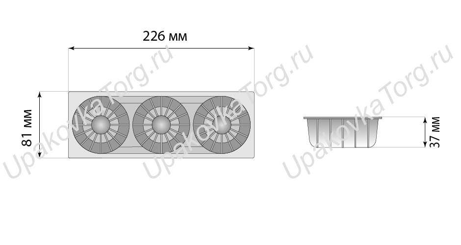 Схематичное изображение товара - Коррекс 226x81x37 мм, 3 секции, ОПС