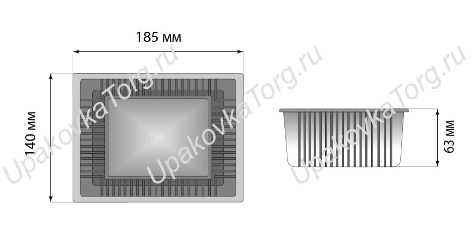 Схематичное изображение товара - Коррекс для кондитерских изделий 185x140x63 мм, ОПС