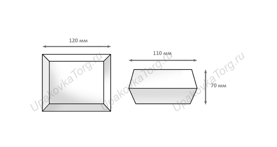 Схематичное изображение товара - Коробка для бургеров 120x110x70 мм