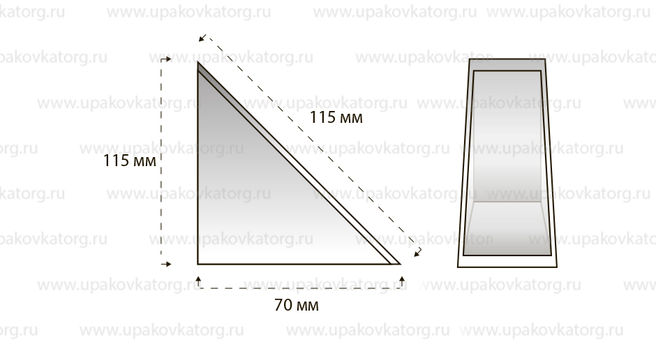 Схематичное изображение товара - Упаковка для сэндвичей (Уголок 115*70*115 мм)
