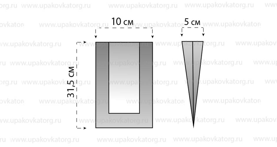 Схематичное изображение товара - Бумажный пакет для хлеба, 31,5х10 см