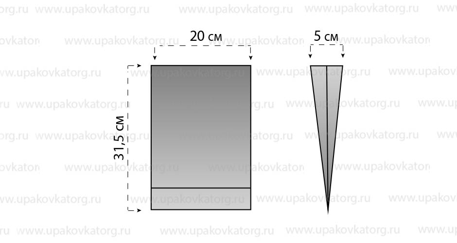 Схематичное изображение товара - Бумажный пакет для хлеба 31,5х20х5 см