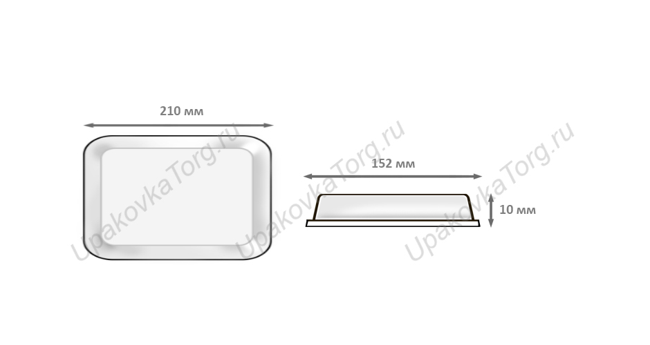 Схематичное изображение товара - Крышка контейнера для суши 210x152х10 мм прозрачная