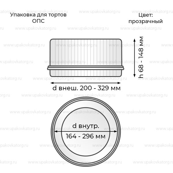 Схематичное изображение товара - Упаковка для тортов d-300, h-76, ОПС 