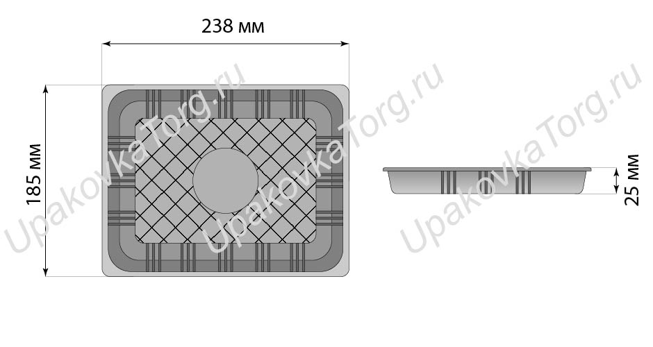 Схематичное изображение товара - Коррекс 238x185x25 мм, ПЭТ