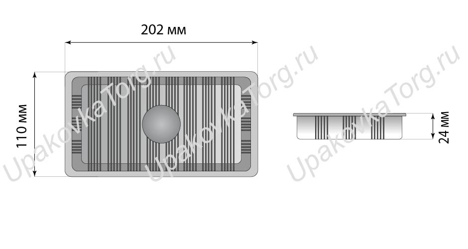 Схематичное изображение товара - Коррекс 202x110x24 мм ПЭТ, ПВХ, БОПС 