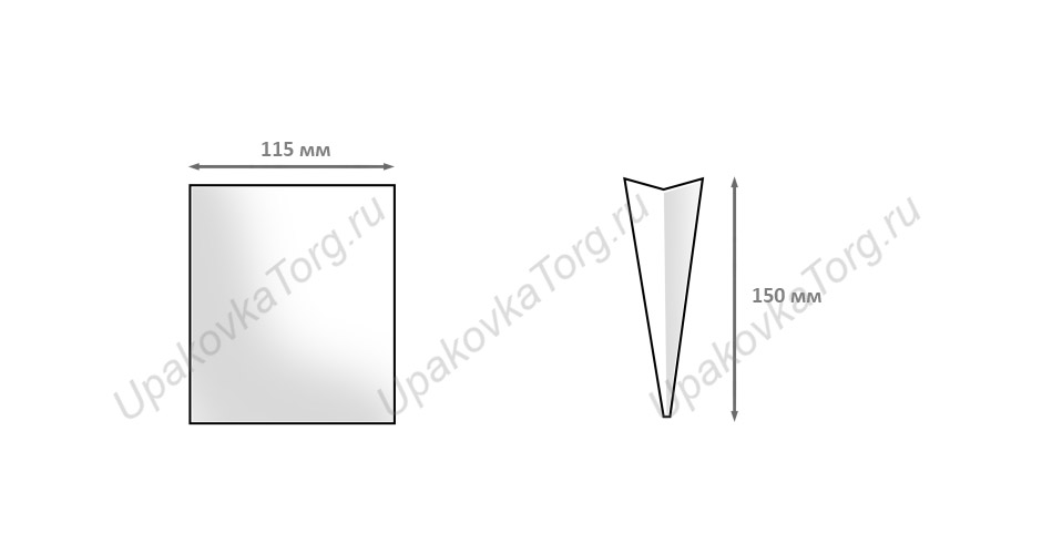 Схематичное изображение товара - Пакет 15х11,5х(складка 6) небелен. подпергамент (45гр/м)