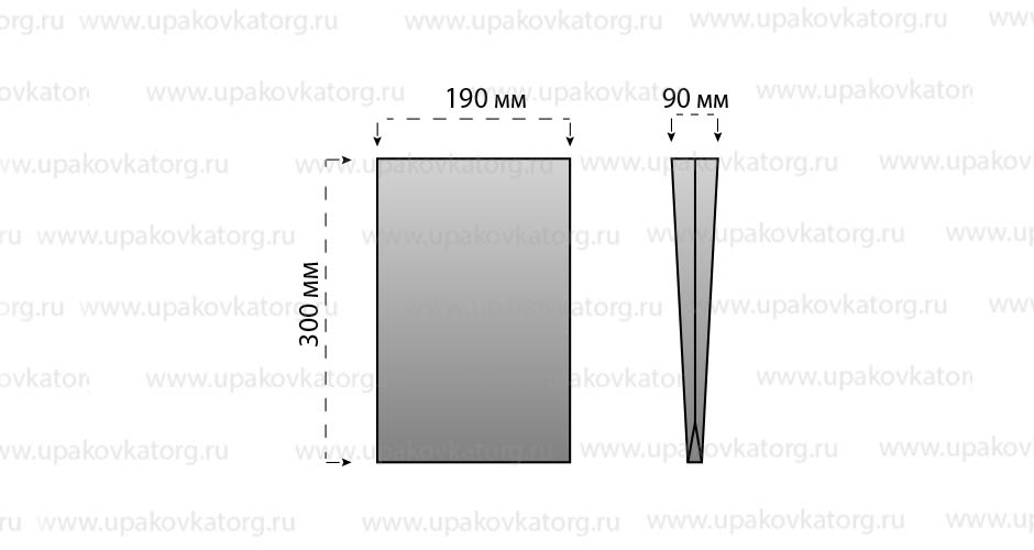 Схематичное изображение товара - Пакет 300x190 мм (складка - 60 мм) крафт