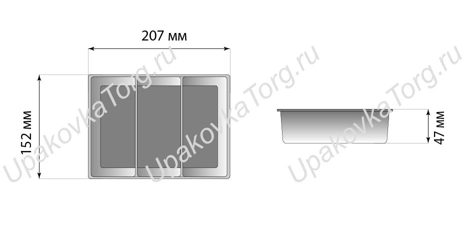 Схематичное изображение товара - Коррекс 207x152x47 мм, ПП, 3 секции