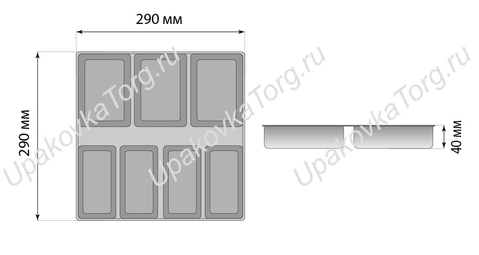 Схематичное изображение товара - Коррекс 290x290x40 мм, ПП, 7 секций