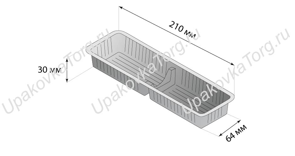 Схематичное изображение товара - Коррекс 210x64x30 мм, ПП, 2 секции